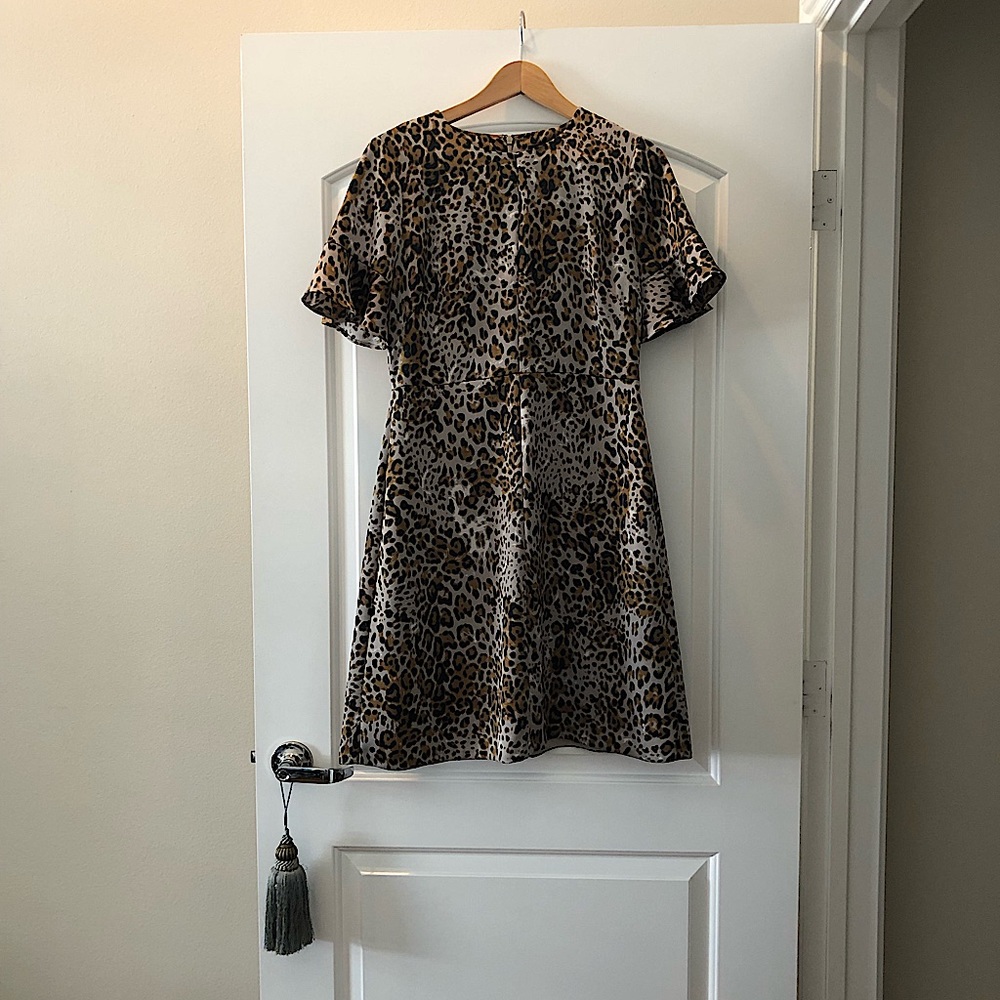 Banana Republic leopard print satin dress.